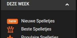 Linkerkolom van GamCore met de spellijsten en de hoofdtags